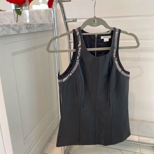 Helmet Lang Lamb Leather Scoop Neck Top